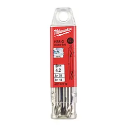 Свердло по металу HSS-G MILWAUKEE, DIN 1412 C, діаметр 4,2х55х14мм, двостороннє, (10шт), пластикова коробка