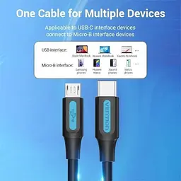 Кабель для синхронізації Vention USB Type C - Micro USB 2 м Black (COVBH) - мініатюра 5