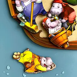 Дерев'яний пазл-вкладиш "Бегемотики-пірати", 13 бегемотиків Ubumblebees 1х27х31 см det0009879 - мініатюра 3