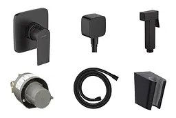 Гігієнічний душ Hansgrohe Vernis Shape з лійкою Noken Square matt black 20220002