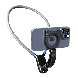Металевий магнітний тримач для телефону на шию без рук Smatrphone Magnetic Neck Holder механізм регулювання кута огляду - мініатюра 4