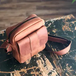 Невелика повсякденна чоловіча сумка GS шкіряна коньячна (БКЛ 001 кон) 160 мм - мініатюра 4