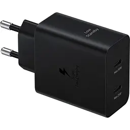 Зарядний пристрій Samsung 50Вт 2xUSB-С, кабель USB-C USB-C, 1.8м, чорний (EP-T5020XBEGEU)