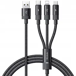 Кабель Mcdodo 3 in 1 USB-A to USB-C+Lightning+Micro USB Data Cable 1.2 м CA-5790 Чорний