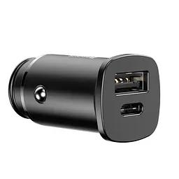 АЗП Baseus Square metal A + C 30W PPS Car Charger ( PD3.0, QC4.0 +, SCP, AFC ) Black - мініатюра 1