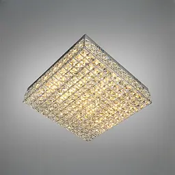 Стельовий кришталевий LED-світильник Diasha 82W, 48×48 см — хром, пульт, диммер