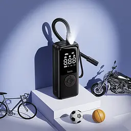 Автомобільний насос HOCO ZP18 Enlighten portable smart air pump Black (6942007673303) - мініатюра 9