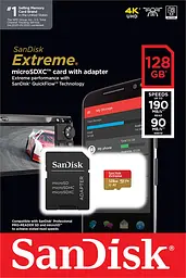 SanDisk Карта пам'яті microSD 128GB C10 UHS-I U3 R190/W90MB/s Extreme V30 + SD - мініатюра 7