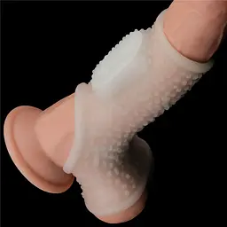 Насадка на член - Vibrating Drip Knights Ring With Scrotum Sleeve White - мініатюра 7