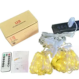 Гірлянда штора водоспад з гачком від USB 100 LED 3х1 м жовта - мініатюра 5