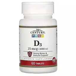 Вітамін D3 1000 МО 21st Century Vitamin D3 60 таблеток