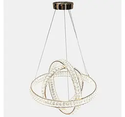 Підвісна світлодіодна люстра-сфера Artlight 569/600GD золота з кришталевими кільцями, що перетинаються, пультом і диммером - мініатюра 6