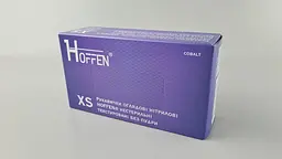 Рукавички одноразові нітрилові кобальтові HOFFEN, розмір XS, 100 шт, неопудрені, для огляду, клінінгу та сервісу