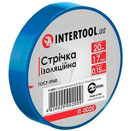Стрічка електроізоляційна Intertool ізолента 20 м синя в упаковці 10 шт.