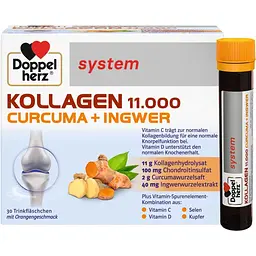 Харчова добавка Doppelherz System Колаген 11.000, Куркума + Імбир 750 мл (25 мл x 30 флаконів) - мініатюра 2