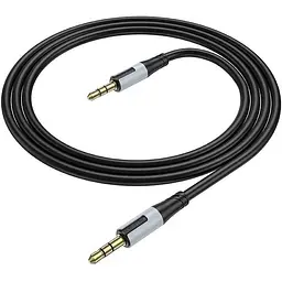 Кабель - адаптер Borofone BL19 - аудіо шнур перехідник Mini Jack 3.5 мм 1 м чорний - мініатюра 3