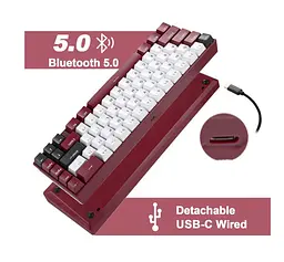 Клавіатура ігрова механічна Motospeed BK-67 Wireless Red-White Outemu Switch Red - мініатюра 3