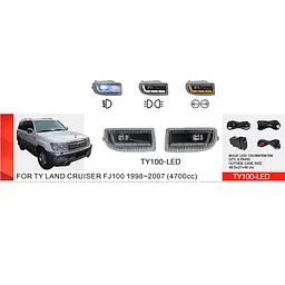 Фари дод. модель Toyota LC FJ100 1998-2007/TY-100L/LED-12V9W/DRL-5W/TURN-5W/ел.проводка