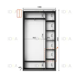 Шафа-купе Idea серія 1 130 x 45 x 240 см Антрацит - мініатюра 2