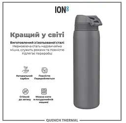 Пляшка для води металева вакуумна ION8 920 мл Vacuum Insulated Grey (I8TS1000GRY) - мініатюра 7