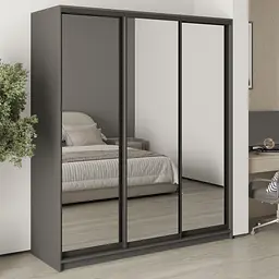 Шафа-купе тридверна MebelStar Уні BG 3 Дзеркала 180x60x210 см Антрацит (MBS-8158)