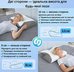 Ортопедична подушка Solve з ефектом пам'яті для шиї та плечей метелик 62 x 37 x 8/12 см (KT7006279) - мініатюра 3