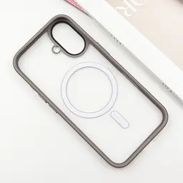 TPU+PC чохол Metal Buttons with MagSafe для Apple iPhone 16 (6.1) Сірий / Grey - мініатюра 3
