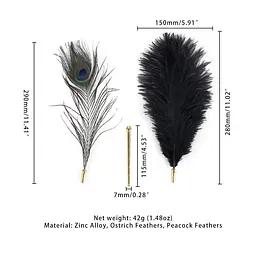 Лоскітка LOCKINK SEVANDA Natural Peacock Flirting Feather Tickler, пір’я павича та страуса - мініатюра 5