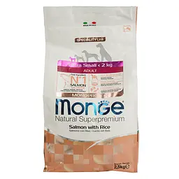Сухий корм для собак Monge Dog Extrasmall Adult лосось з рисом, 2,5 кг - мініатюра 2