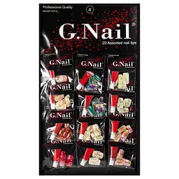 Нігті накладні голографічні з малюнком і клеєм упаковка 12 шт. G Nails KP-10715 №4