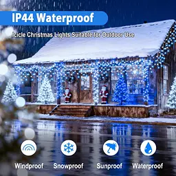 Різдвяні вогні Icicle Outdoor, 624LED 15M Водонепроникні казкові вогні з живленням від мереж із пультом - мініатюра 4