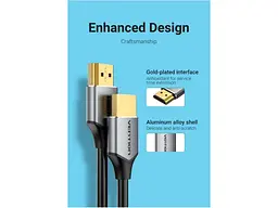 Кабель Vention Ultra Thin HDMI to HDMI v2.0 1m Gray (ALEHF) - мініатюра 4
