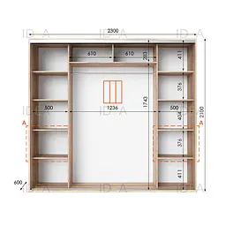 Шафа-купе Idea серія 7 230 x 60 x 210 см Дуб сонома Дзеркало - мініатюра 2