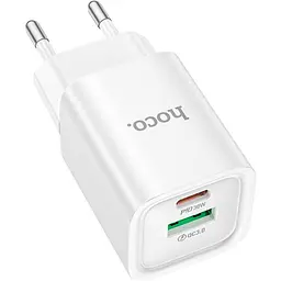 Мережевий зарядний пристрій Hoco C149A PD30W+QC3.0 USB-C/USB-A White [135353] - мініатюра 3