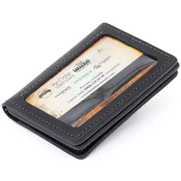 Візитниця з обкладинкою для ID-паспорта з натуральної шкіри Grande Pelle 11291 чорна - мініатюра 2
