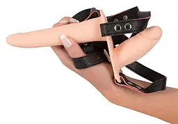 Подвійний страпон Vibrating Double Strap-On 15.7 см тілесний - мініатюра 2