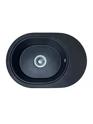 Кухонна мийка Adamant OVALE чорна 610x420x180 мм, з крилом 61 см - мініатюра 1