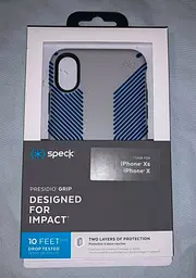 Протиударний чохол-бампер Speck Presidio Grip 117124-7569 для iPhone X/XS Microchip Grey/Ballpoint Blue - мініатюра 2