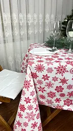Водовідштовхувальна Скатертина з принтом Чарівні сніжинки 170х120 см Білий - мініатюра 3