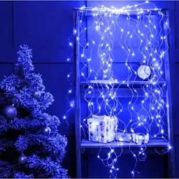 Новорічна конусна гірлянда 3 м 10 ниток 300 LED-лампочок Синій