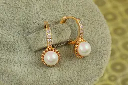 Сережки дитячі Xuping Jewelry фізаліс з перлинкою 1,6 см золотисті - мініатюра 2