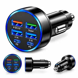 Автомобільний зарядний пристрій 6-в-1 PowerHub 100Вт (4USB + 2PD) - мініатюра 5