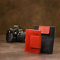 Шкіряна вінтажна візитниця Grande Pelle 11407 червоний - мініатюра 10