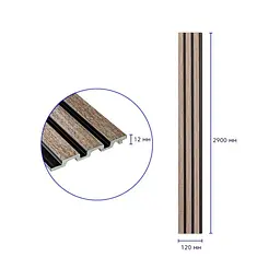 Рейка декоративна Wall Sticker PS 2900х120х12 мм Сіро-коричневий SW-00001744 - мініатюра 3