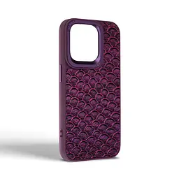 Кожаный чехол для Apple iPhone 15 Pro, Harder Virgin Mermaid, фиолетовый, термополиуретан ТПУ + экокожа с морской чешуйчатой текстурой, панель, защита корпуса, противоударный, микрофибра, рамка вокруг камеры, защита всего корпуса, (ARM76818) - мініатюра 2
