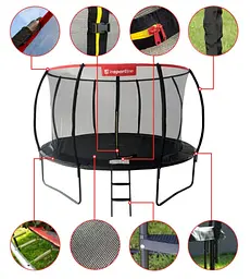 Батут із внутрішньою сіткою inSPORTline Flea PRO 366 см чорний (23880) - мініатюра 2