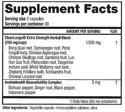 Комплекс для підтримки легенів RidgeCrest Herbals Clear Lungs Екстра Сила 60 гелевих капсул - мініатюра 2