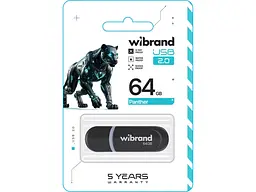 Флешка Wibrand 64 GB Panther Black USB 2.0 (WI2.0/PA64P2B) - мініатюра 2