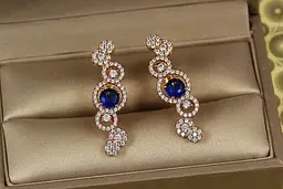 Сережки Xuping Jewelry Бульбашки з синім каменем 3 см золотисті
