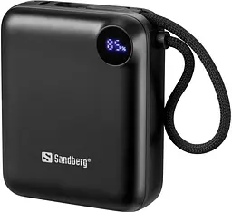 Універсальна мобільна батарея Sandberg 10000mAh 20W PD, QC3.0, USB-C In/Out, PowerThru, with built-in 2xUSB-C cables